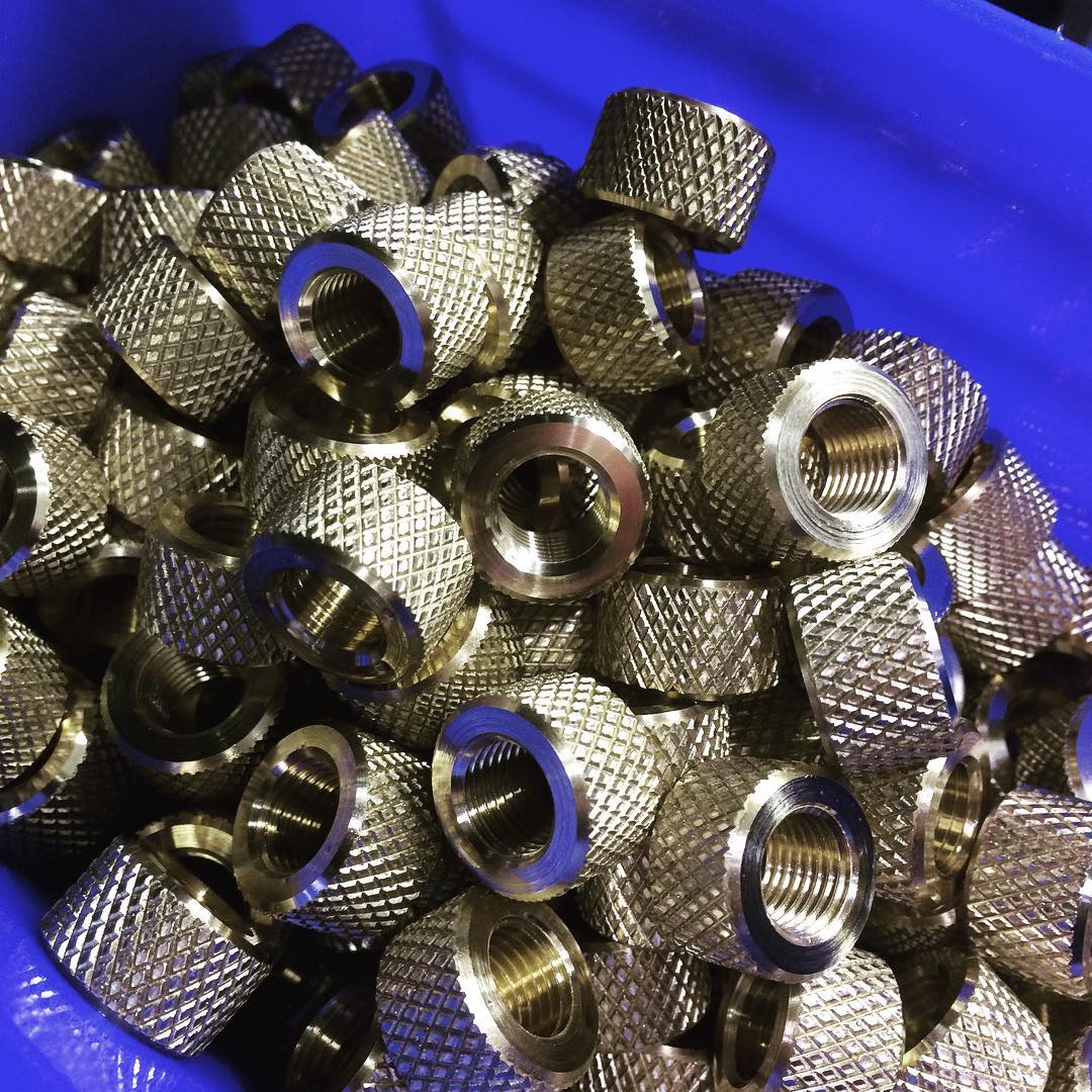 Machined Part: Knurled 360 Brass Jam Nuts